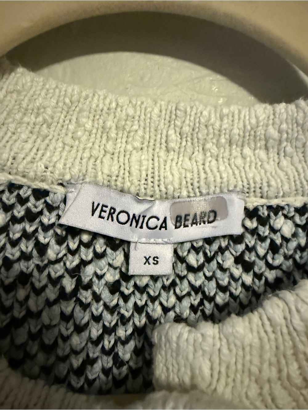 Veronica Beard Lavigne Check Knit Sweater Jacket in Blue & White Tweed Cardigan - Picture 8 of 9